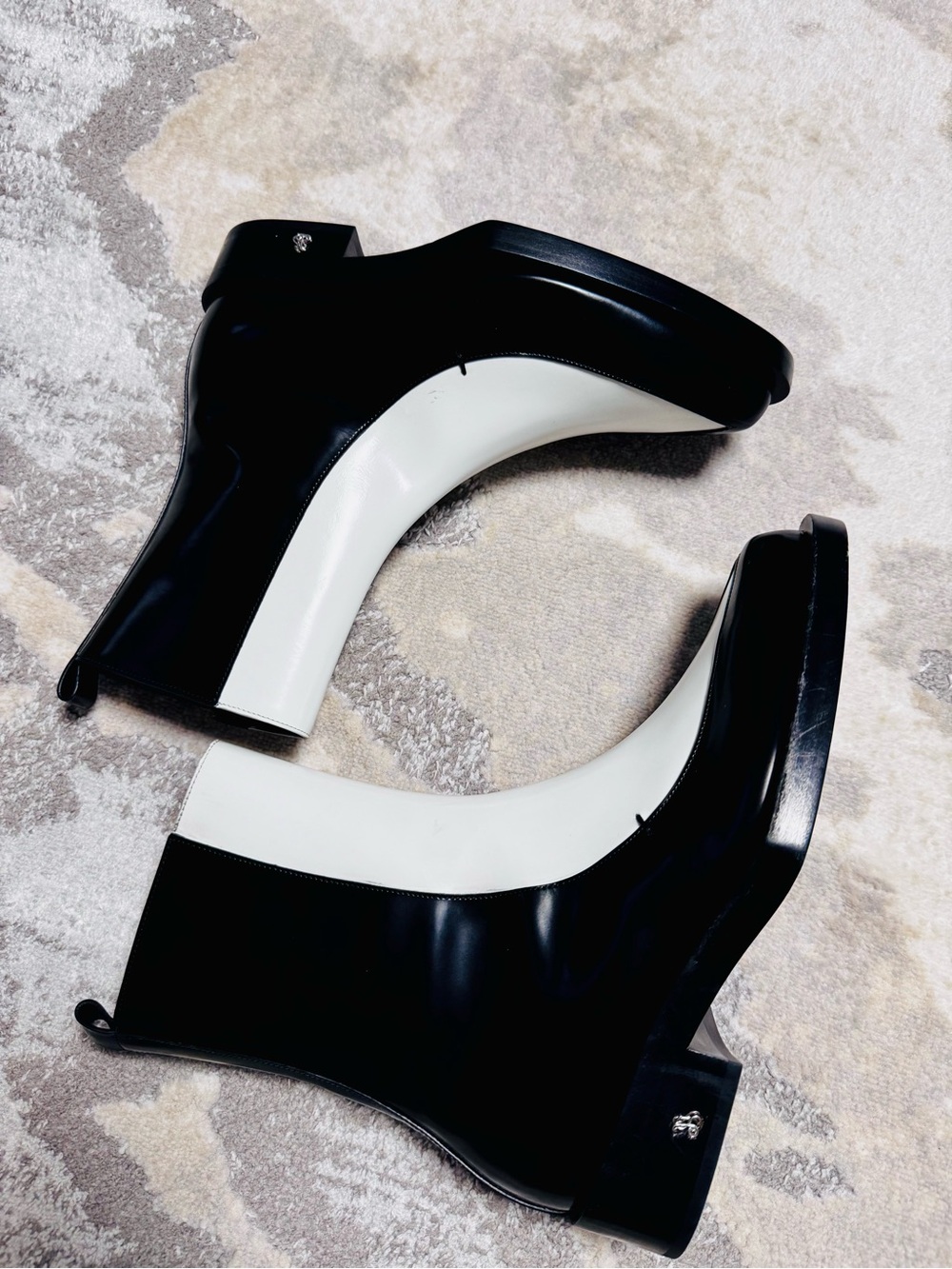 Jil Sander Black and White Two-Tone Ankle Boots